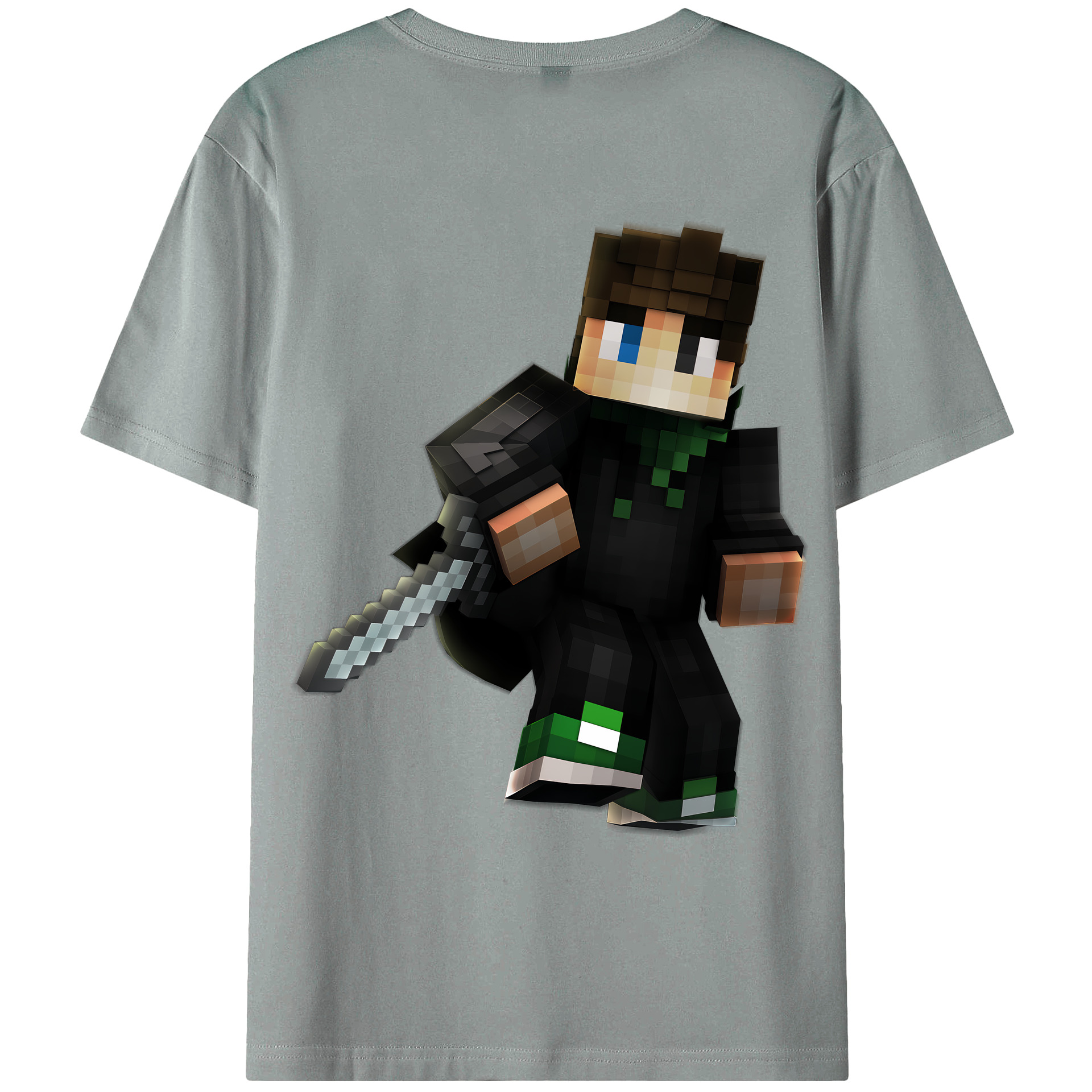 （画像用） マインクラフト ブロックの世界 Minecraft MC Block world 綿100％ メンズ半袖Tシャツ（バックプリント） 通気性